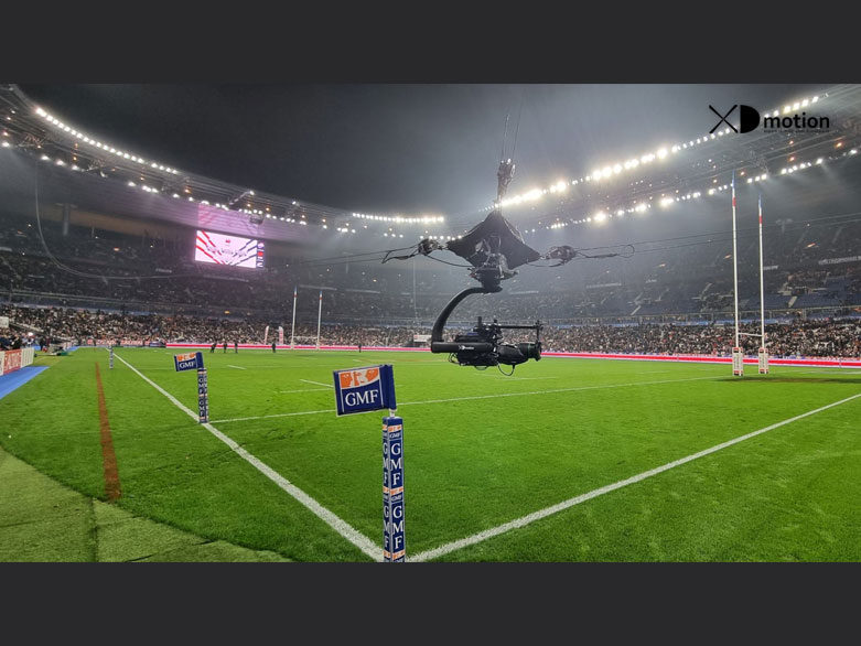 Xfly 3D Augmented Reality Cablecam in Stade de France for France / New Zealand rugby match