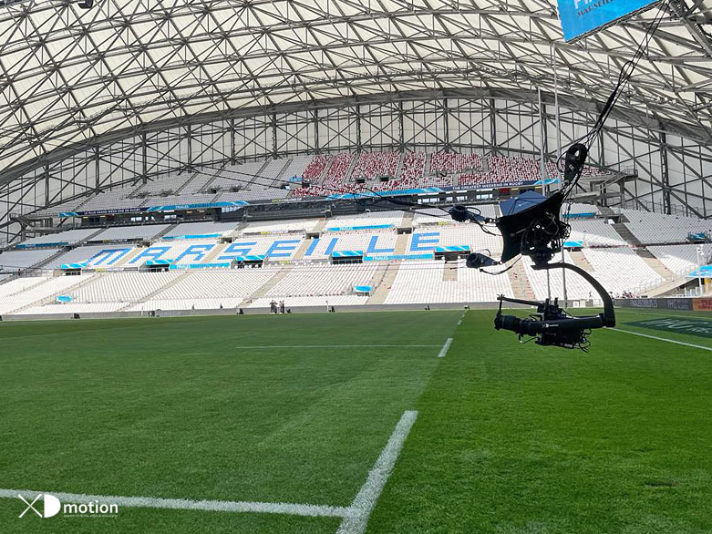 X fly 3D cablecam in Marseille Orange Velodrome for 2 Finals Challenge and Champions Cups 2022