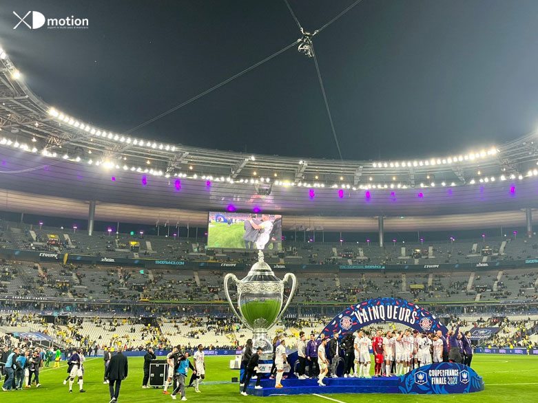 X fly 3d for French Cup 2023 at the Stade de France, live on France TV